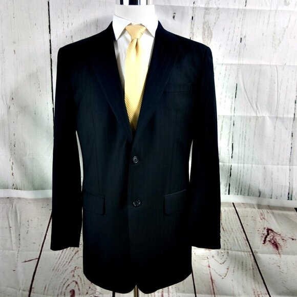 Jos A Bank 1905 41L Deep Blue Striped 2pc Suit - Picture 3 of 16